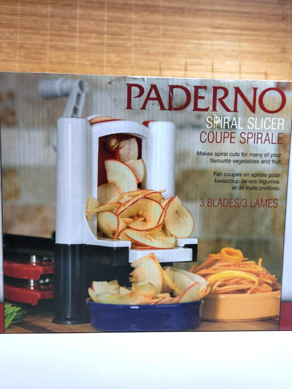 NIB Paderno Spiral Slicer 3 Blades Coupe Spirale Vegetable Fruit Cutter New Box